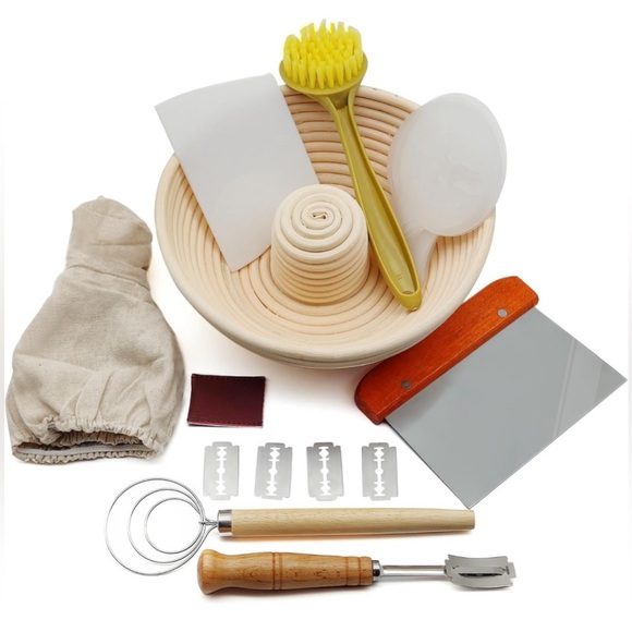 Top Hat Style Banneton Sourdough Starter Bread Basket Set W/ Stencils - Picture 1 of 12